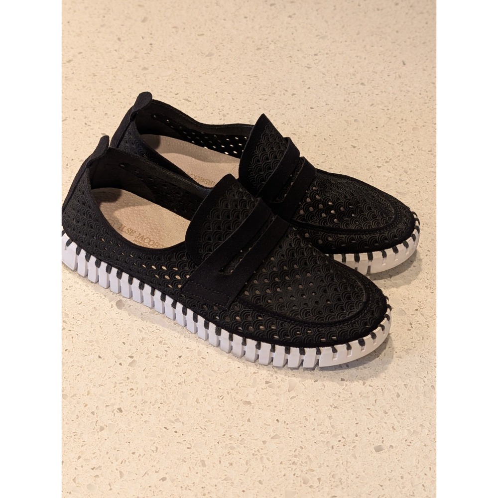 Ilse Jacobsen Tulip Slip On Black Loafers Sneakers Shoes Womens 36 EU 6 US